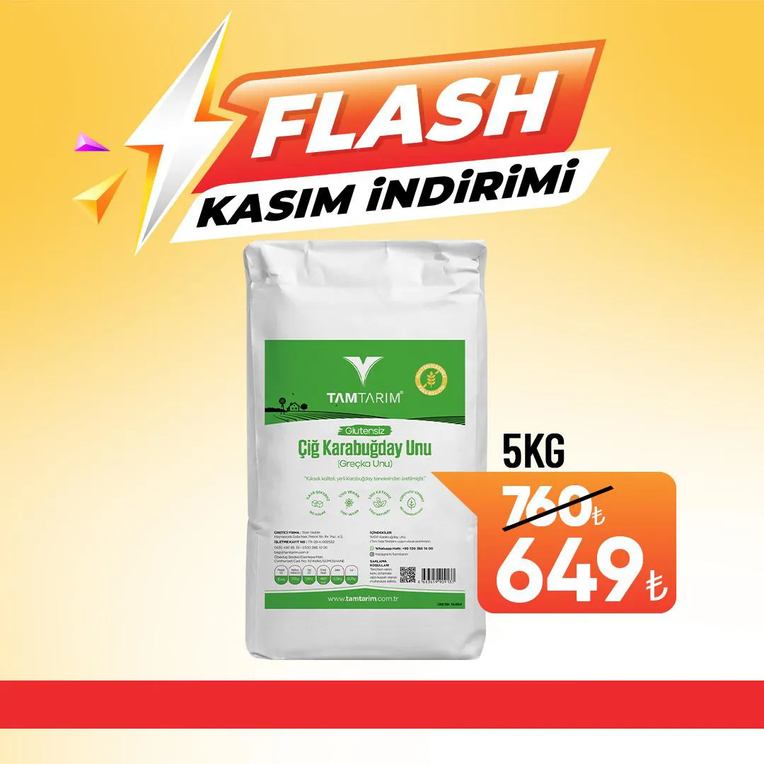 cig5kgyenikampanya Glutensiz Çiğ Karabuğday Unu 5 Kg - Görsel 1